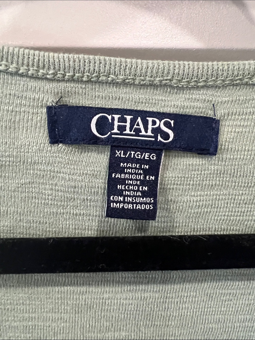 Chaps Sage Green Embroidered V-Neck Henley Long Sleeve Top NWT XL - Picture 4 of 6